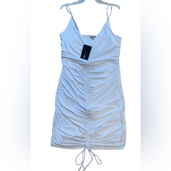 FashionNova Shanghai Ruched V-Neck Spaghetti Strap Dress White Sz1X - Picture 2 of 12